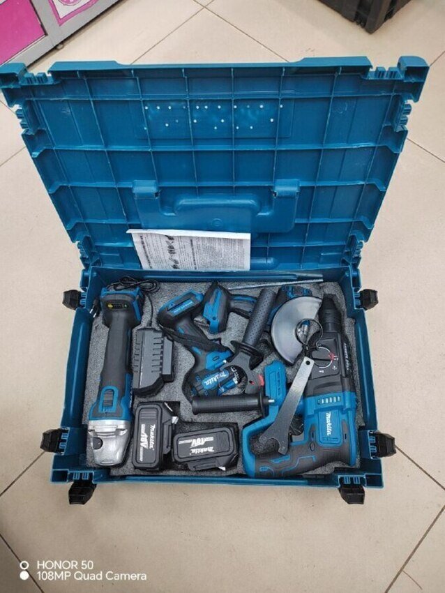 Набор инструментов Makita 4х1 Перфоратор,гайковерт, шуруповерт, болгарка