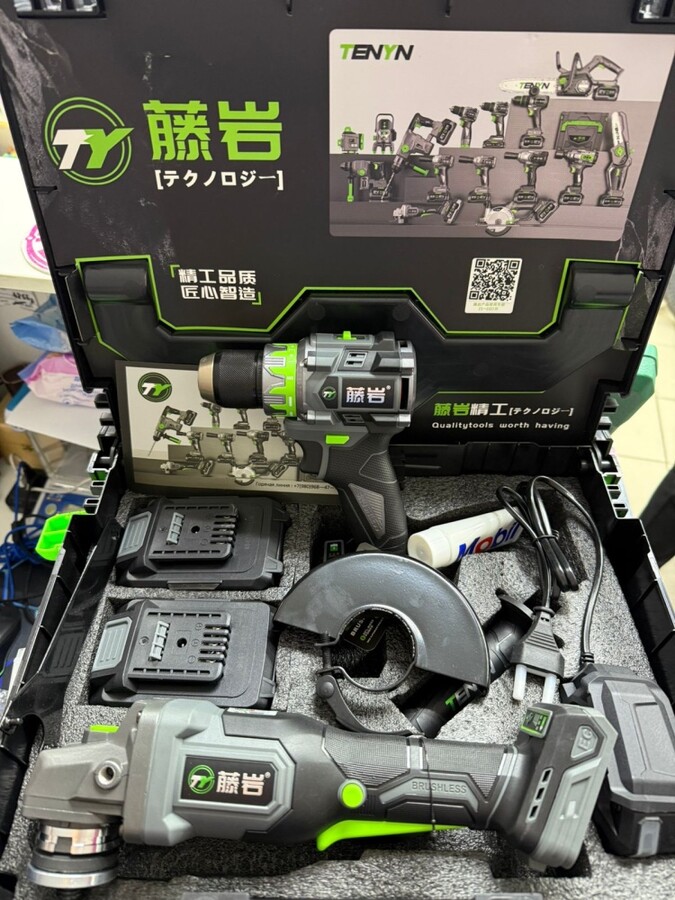 Набор инструментов Tenyn УШМ EX125 + Шуруповерт EX21